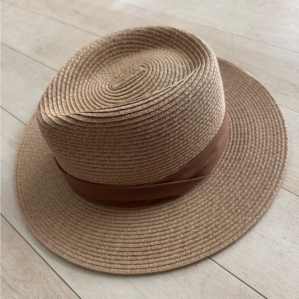 Furtalk unisex wide brim straw sun hat - brown, tan